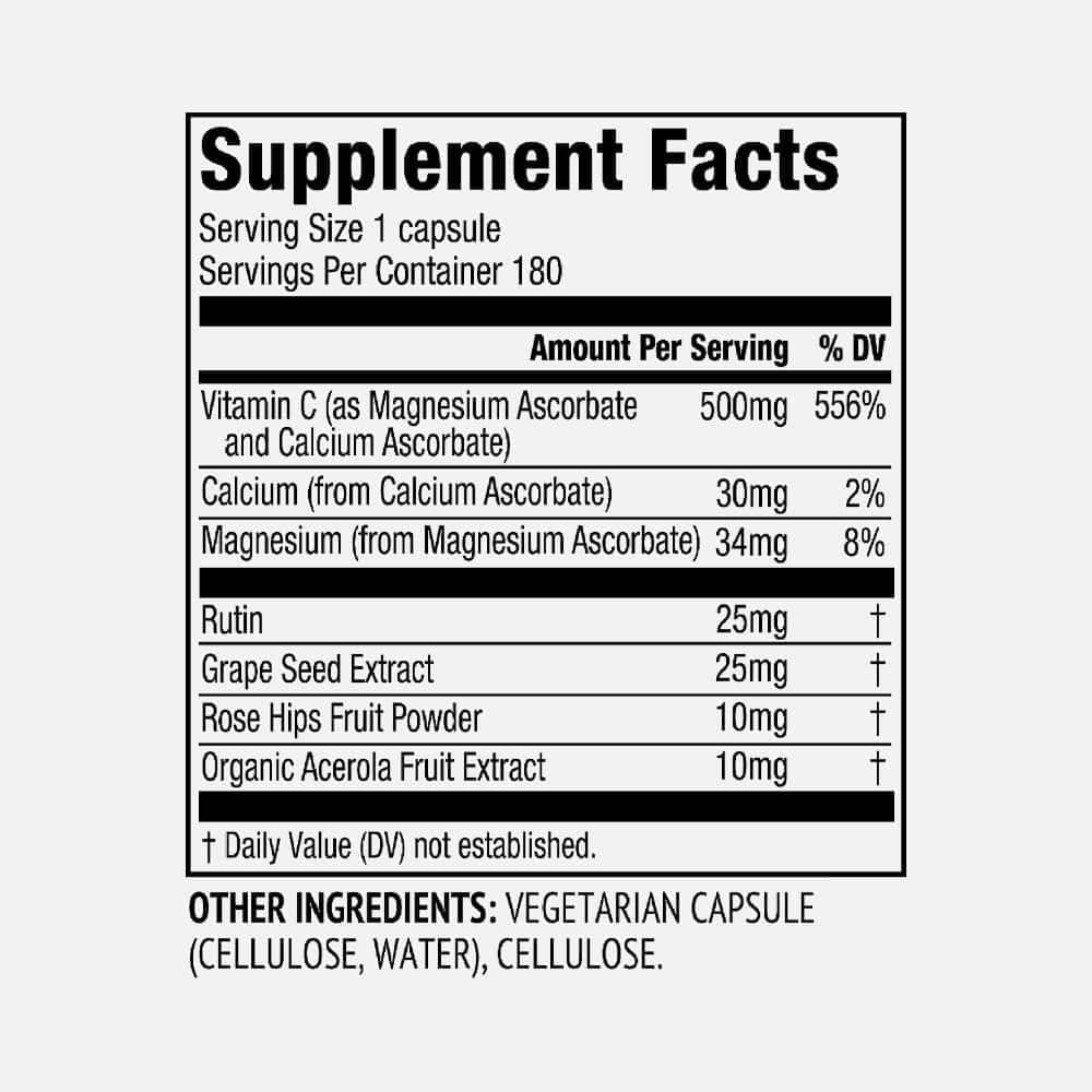 Micro-C Vitamin C 500mg - 180 Capsules