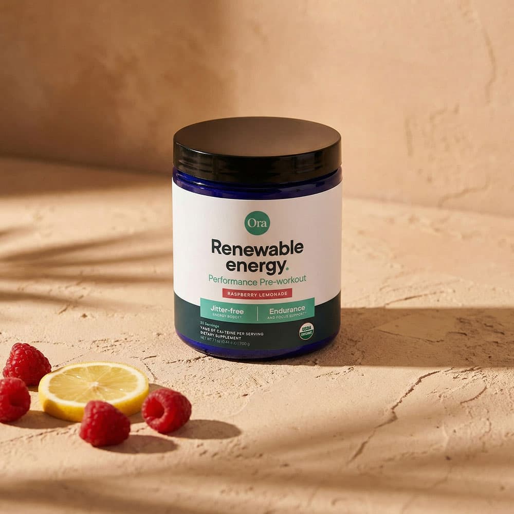 Ora Organic Pre Workout 90mg Caffeine - 20 Servings Powder
