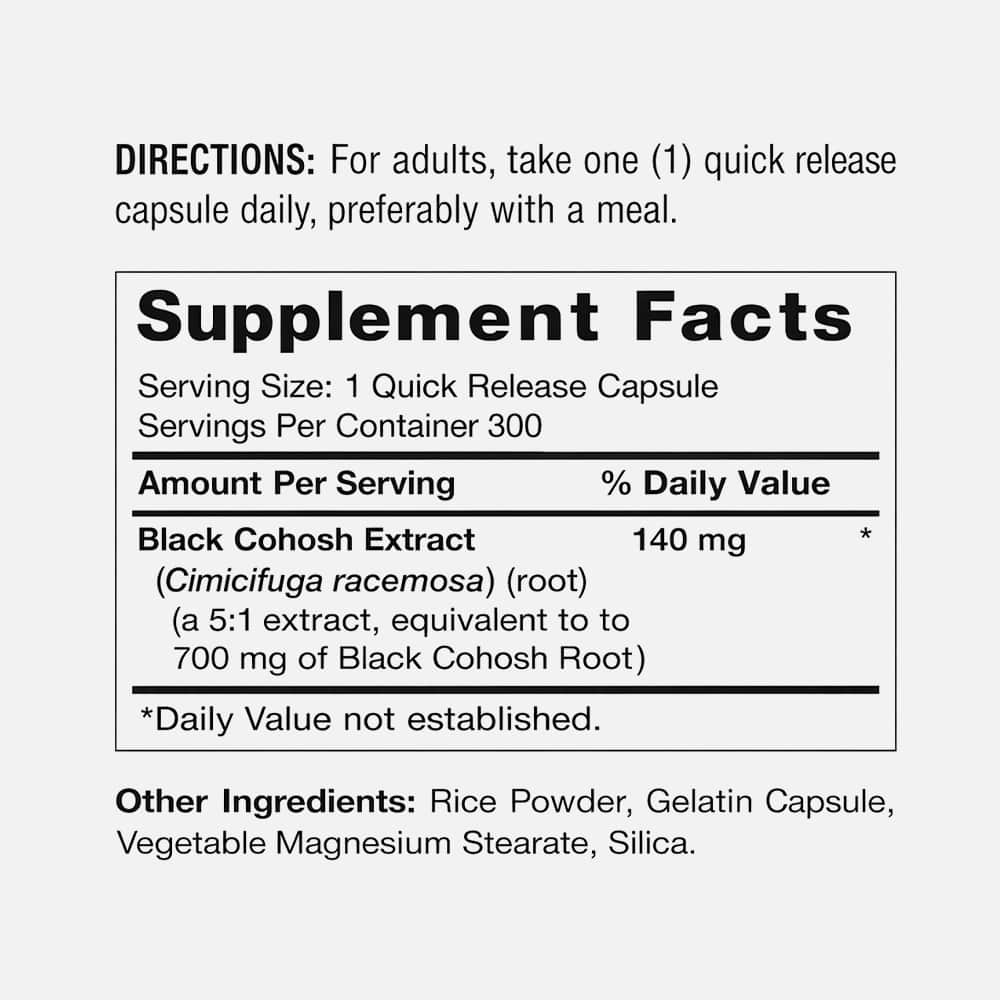Black Cohosh Root Extract 700mg - 300 Capsules