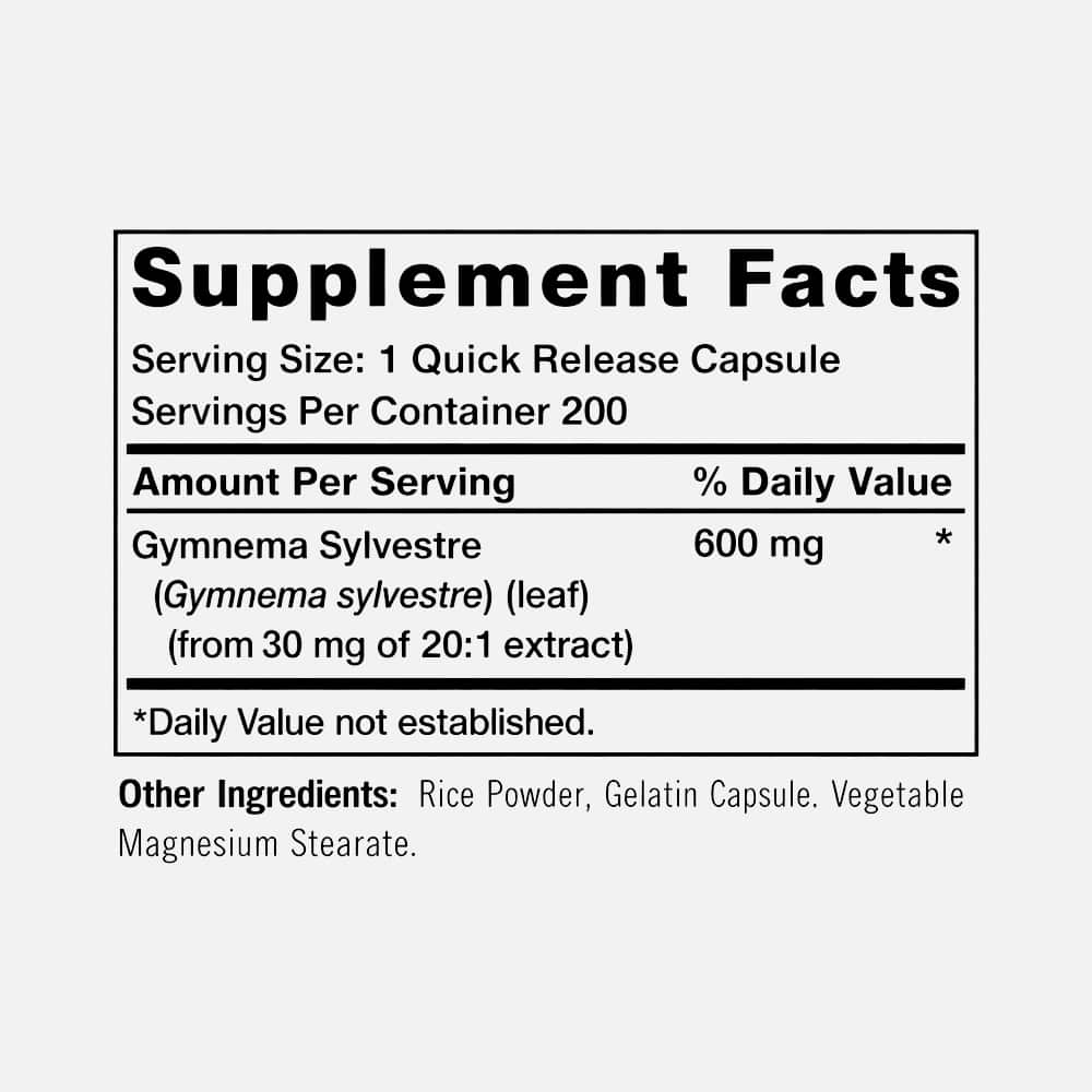 Gymnema Sylvestre 600mg - 200 Capsules