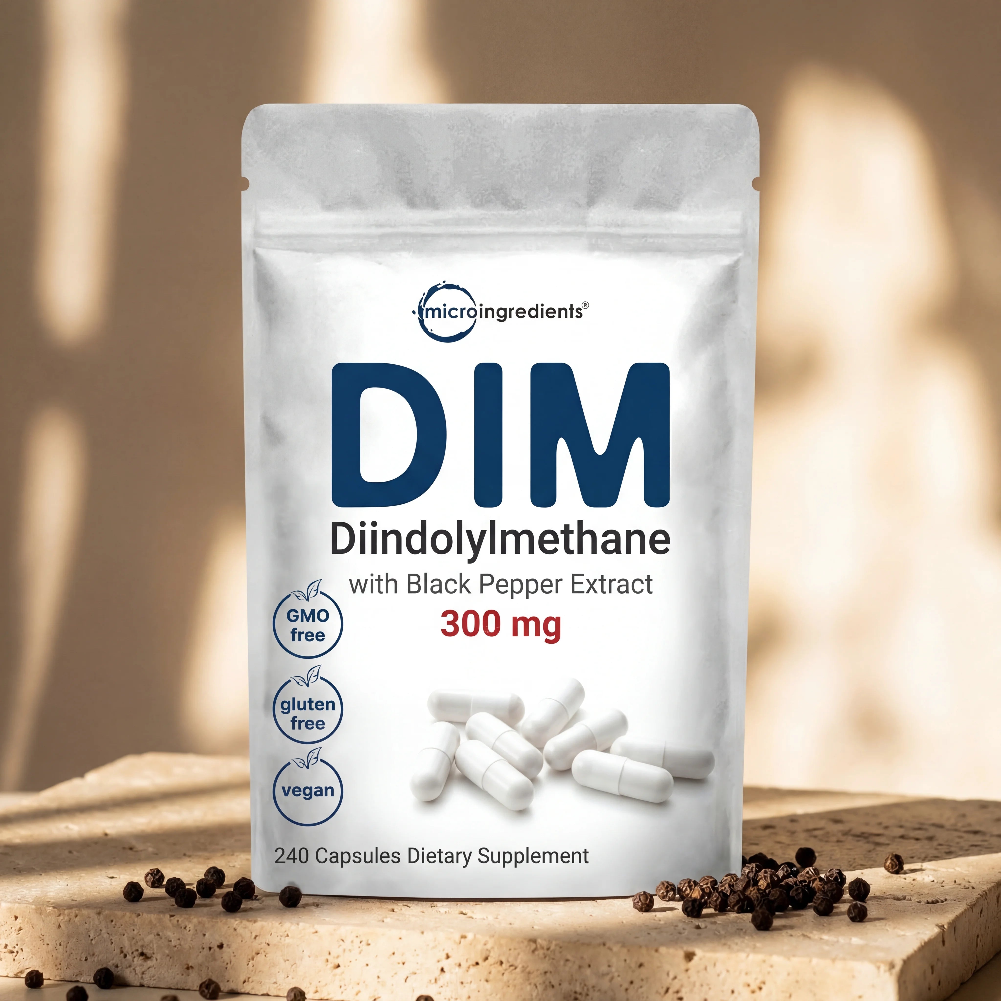 DIM 300mg with Black Pepper Extract - 240 Veggie Capsules