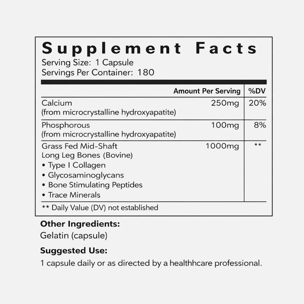 Grass Fed Beef Living Bone 1800mg - 180 Capsules