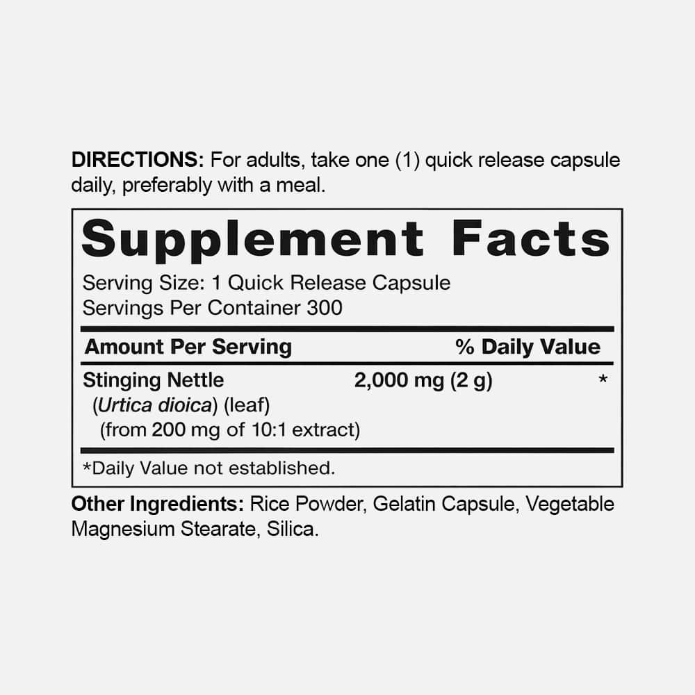 Stinging Nettle Leaf Extract 2000mg - 300 Capsules