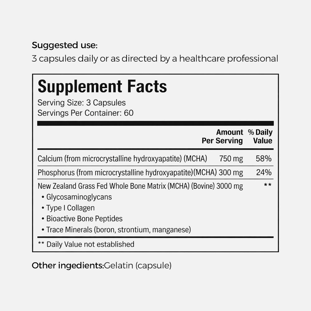 Grass Fed Bone Matrix 1800mg - 180 Capsules