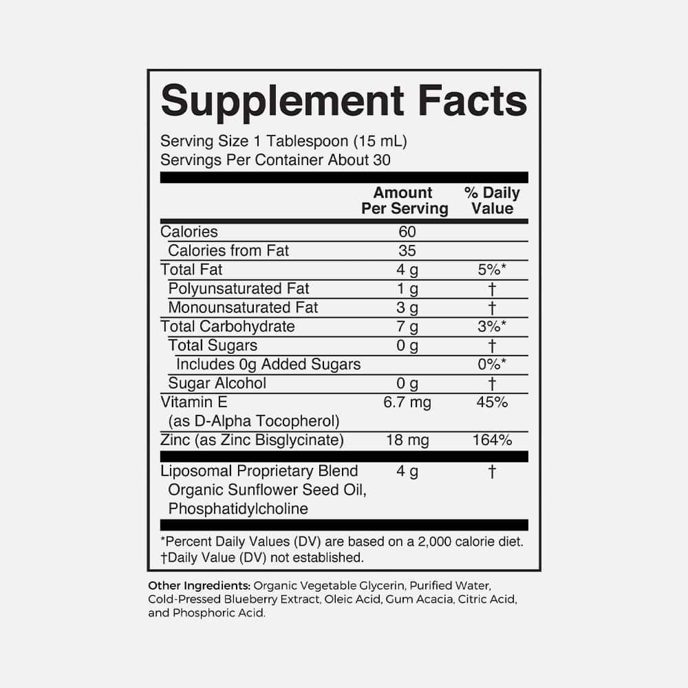 Liquid Zinc Liposomal 25mg - 30 Servings (Blueberry)