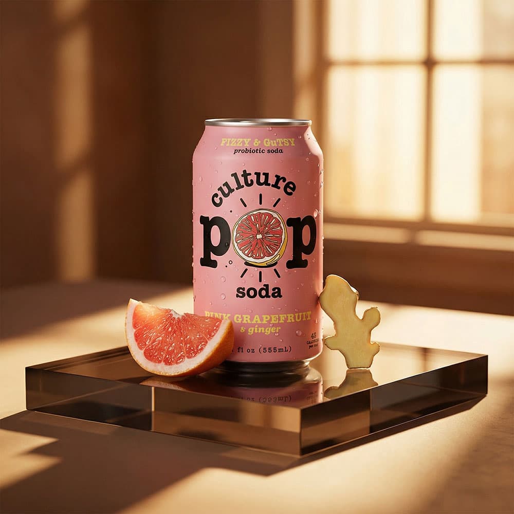Culture Pop Pink Grapefruit & Ginger Soda - 12 Cans
