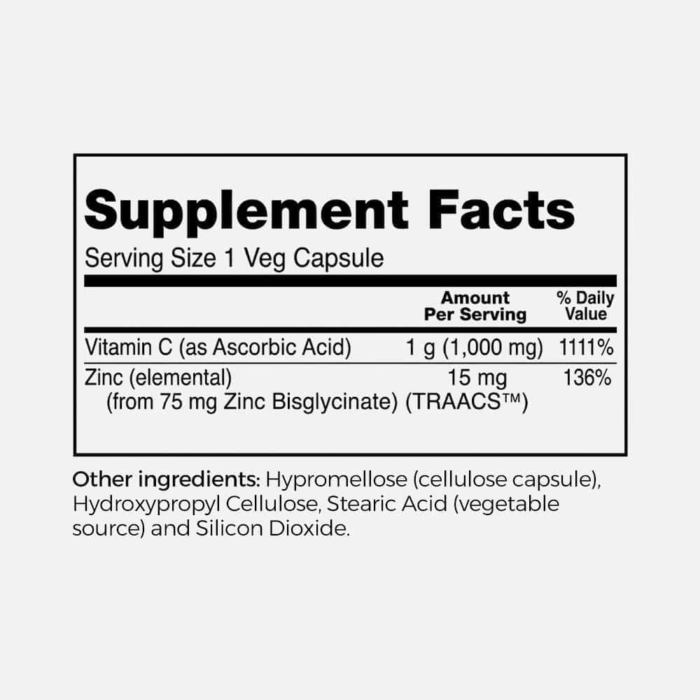 Vitamin C 1000mg & Zinc Immune Support - 180 Capsules
