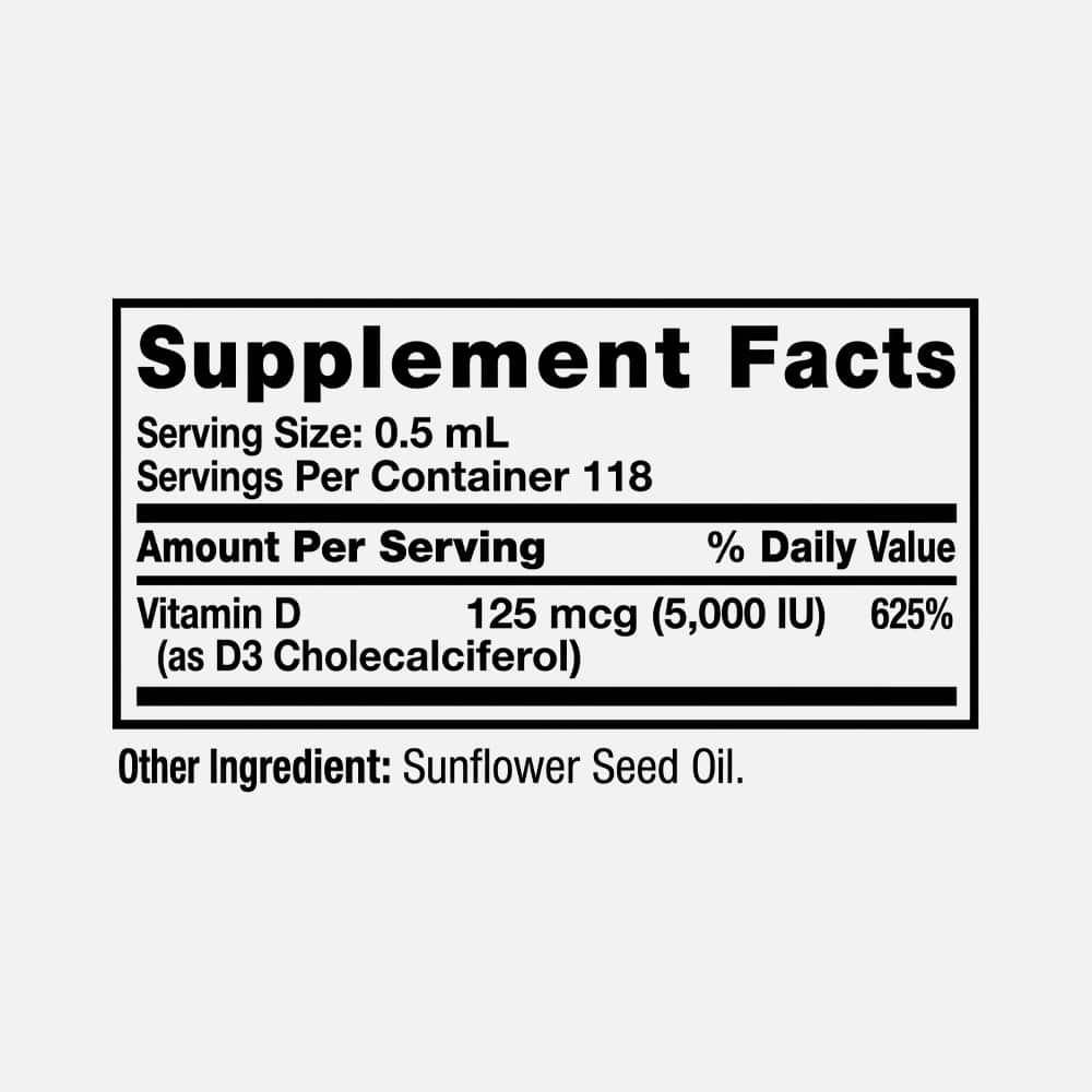 Vitamin D3 5000 IU (125 mcg) - 2 oz Liquid Drops