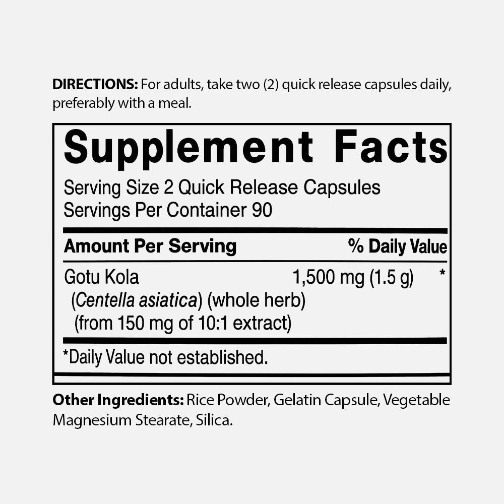 Gotu Kola 1500mg - 180 Capsules