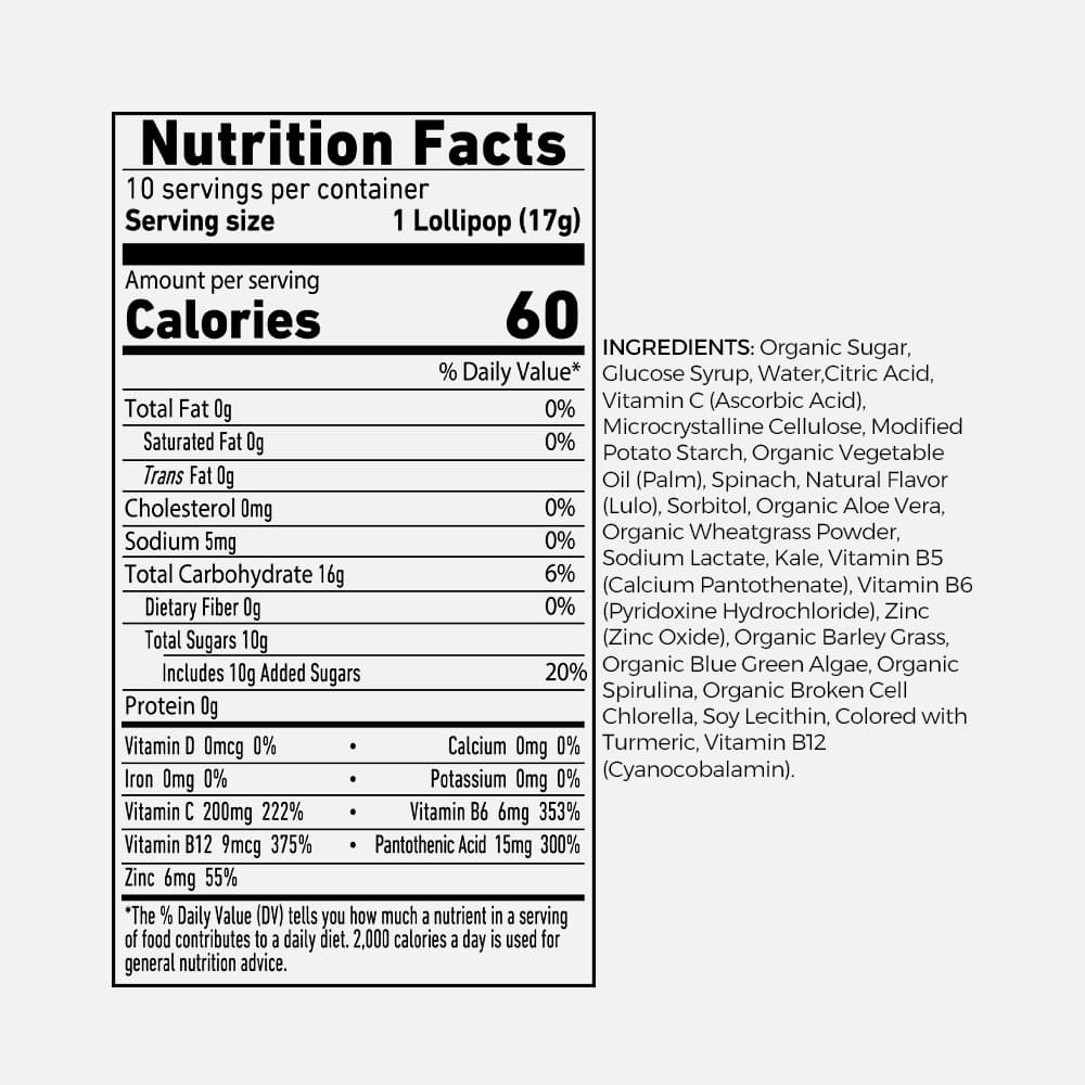 Super Greens Lollipops – Citrus Flavor, 10 Count