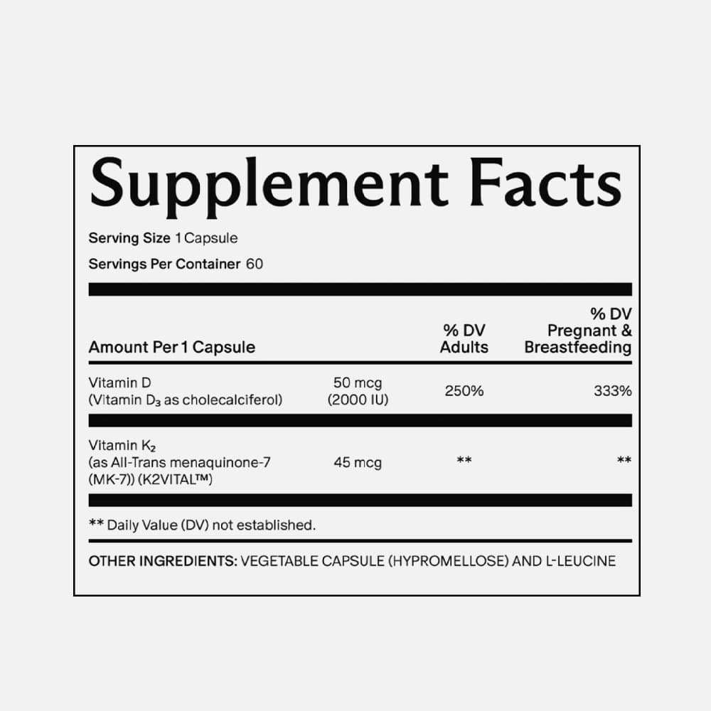 Prenatal Vitamin D3 & K2 60mcg - 60 Capsules