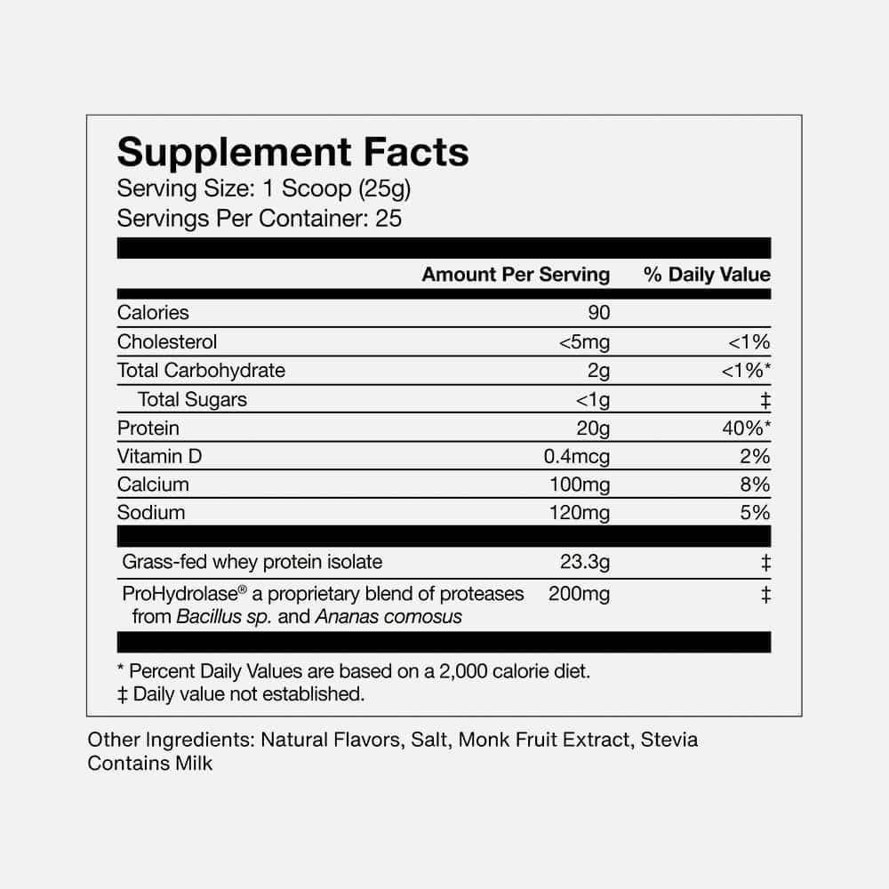 Grass-Fed Whey Isolate 20g - 25 Servings Powder (Vanilla)