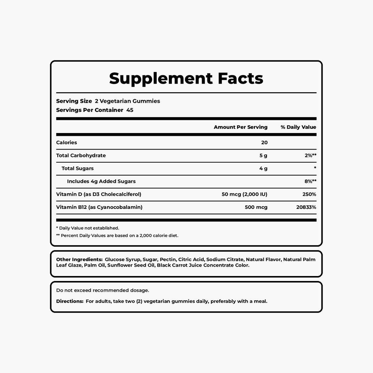 Vitamin D3 + B12