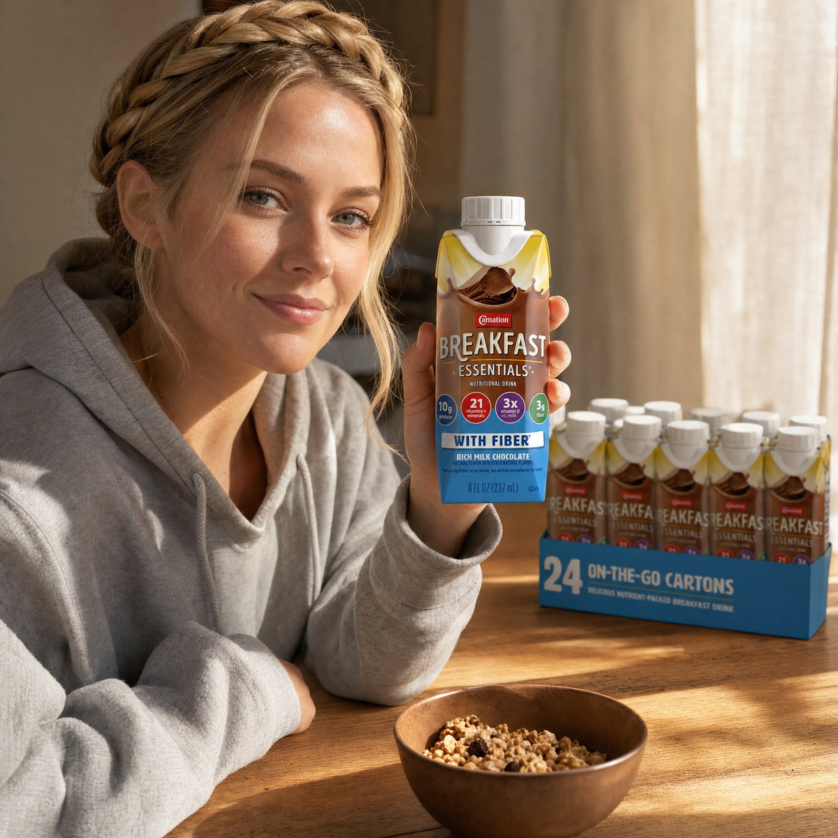 Carnation Breakfast Essentials - Ready to Drink with Fiber (Rich Milk Chocolate) - 24 x 8 fl oz