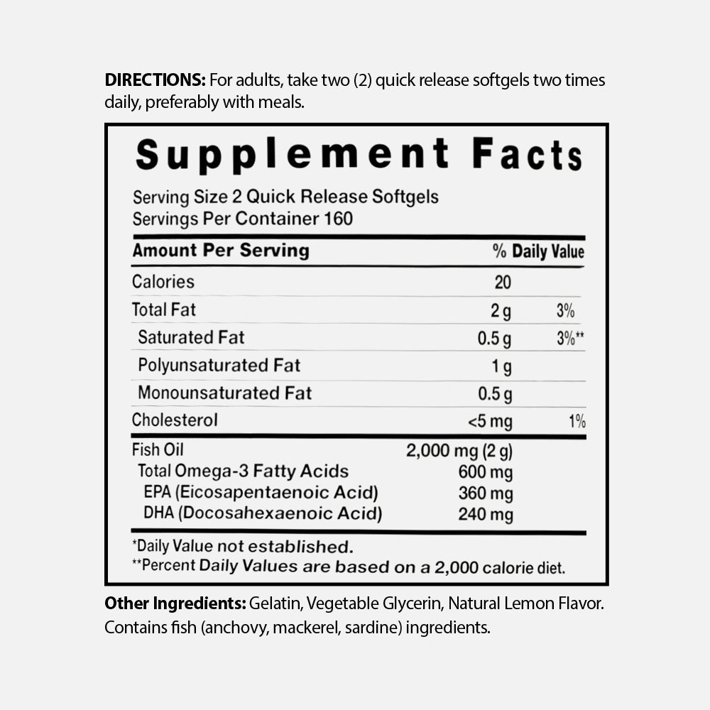 Fish Oil Omega-3 2000mg - 320 Softgels