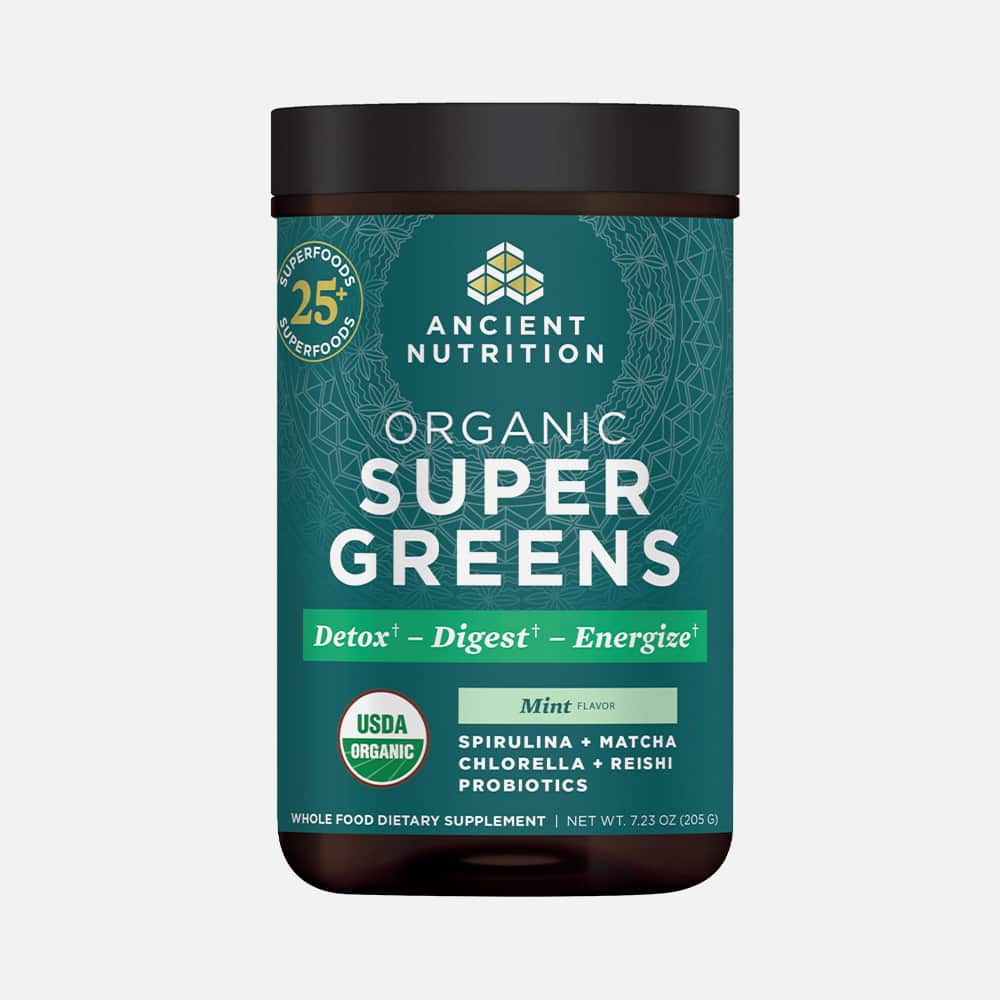 SuperGreens Powder with Probiotics - 25 Servings (Peppermint)