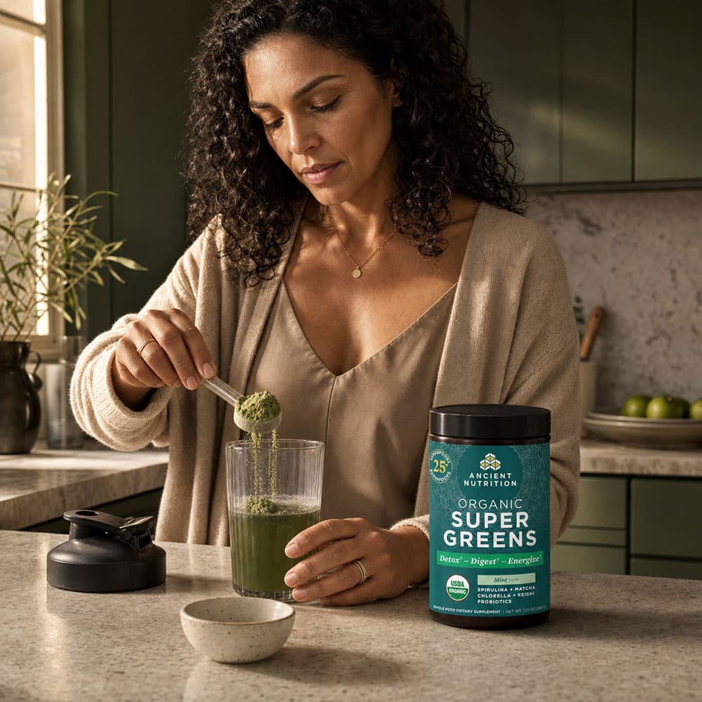 SuperGreens Powder with Probiotics - 25 Servings (Peppermint)