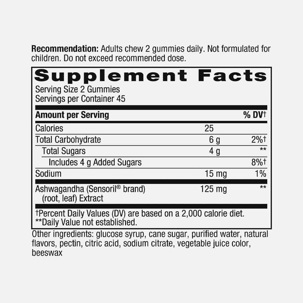 Ashwagandha 125mg (Sensoril) - 90 Berry Gummies