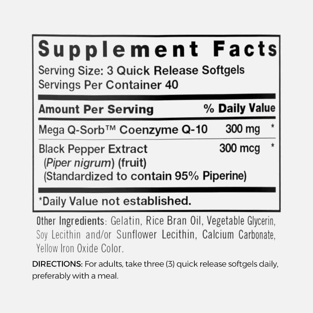 CoQ10 300mg (Mega Q-Sorb) - 120 Softgels