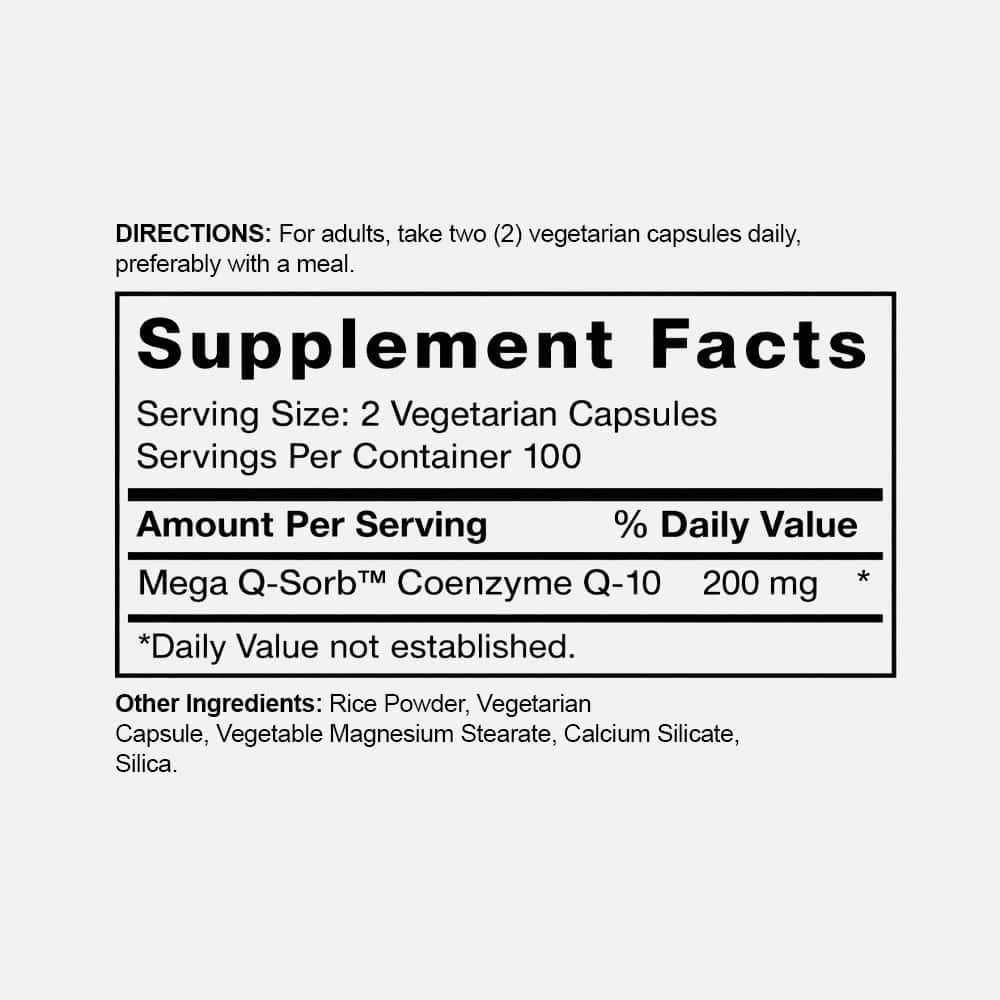 CoQ10 (Mega Q-Sorb) 200mg - 200 Capsules