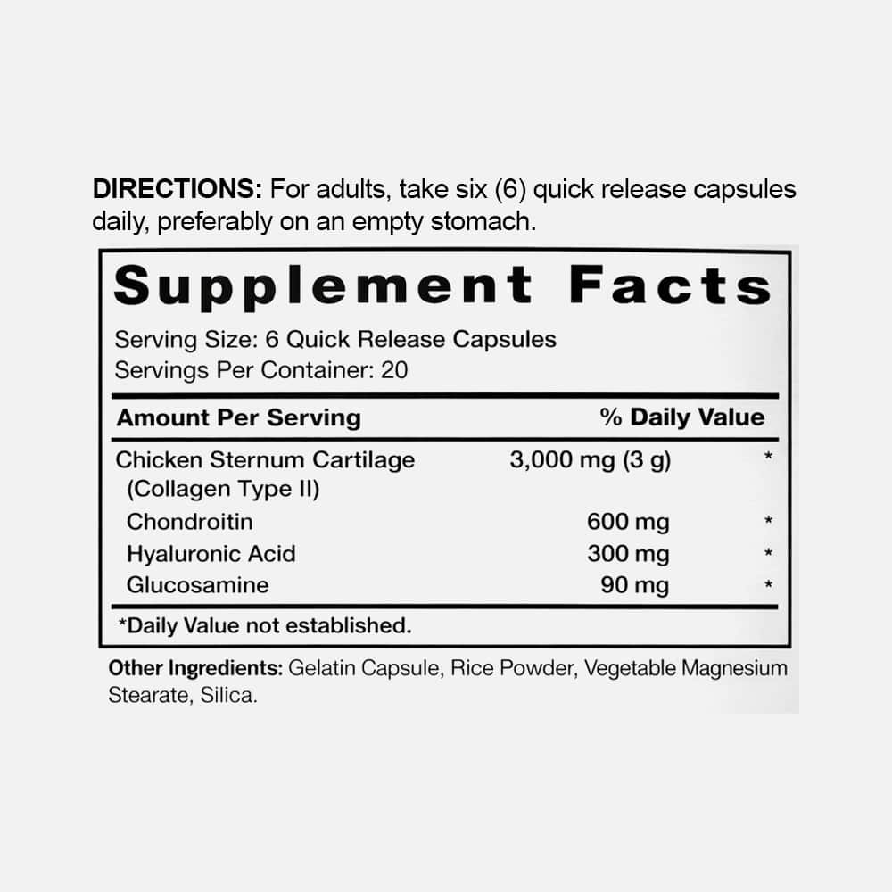 Type II Collagen 3000mg with Hyaluronic Acid - 120 Capsules