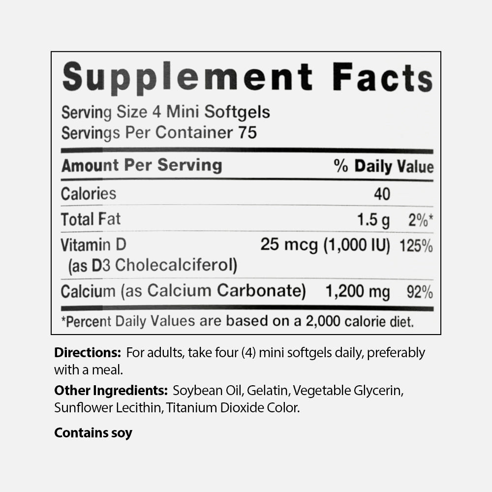 Calcium 1200mg with Vitamin D3 - 300 Softgels