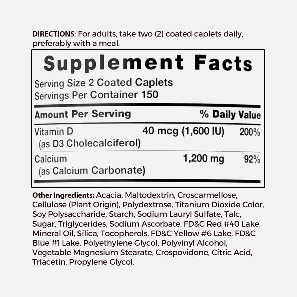 Calcium 1200mg with Vitamin D3 - 300 Caplets