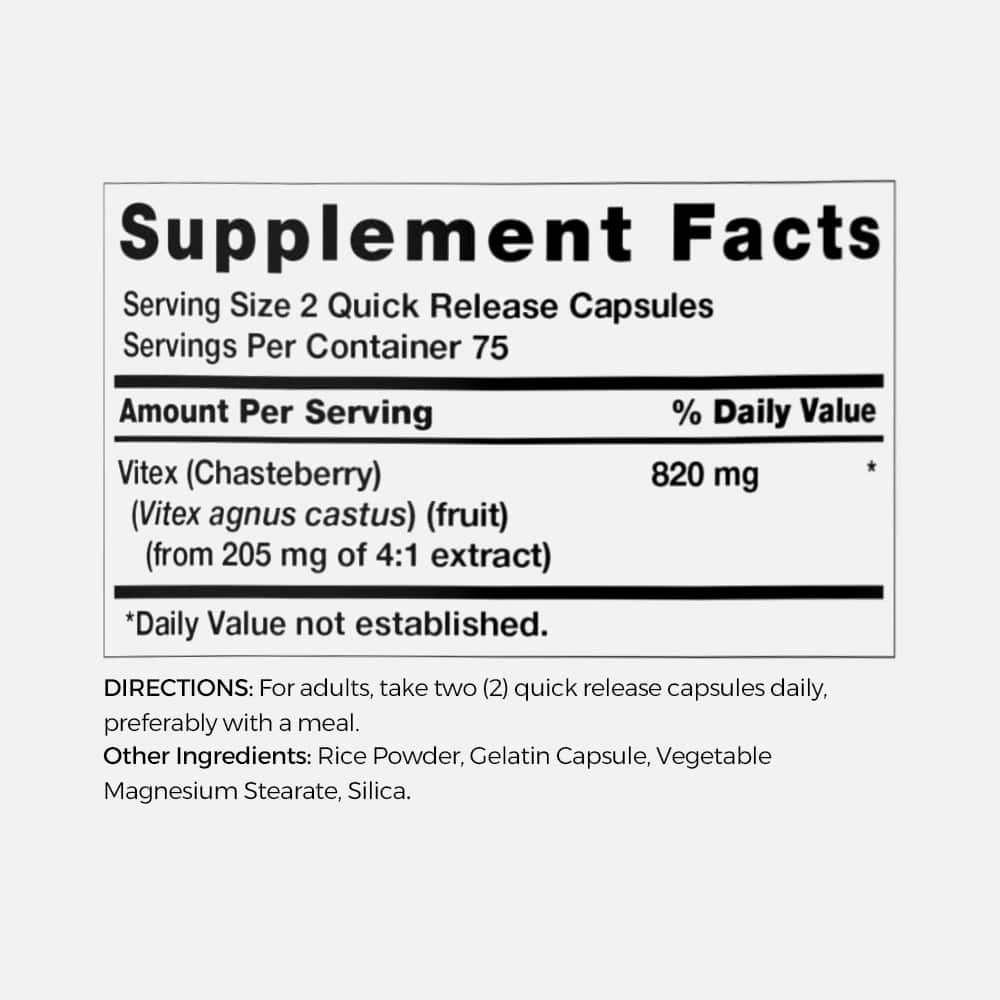 Vitex Chasteberry 820mg - 150 Capsules