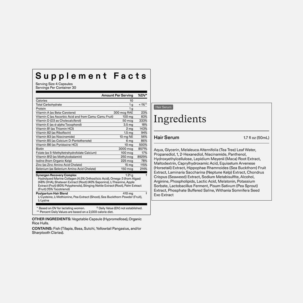 Nutrafol Postpartum Hair Growth & Serum Bundle, 360 Capsules – 3-Month Supply