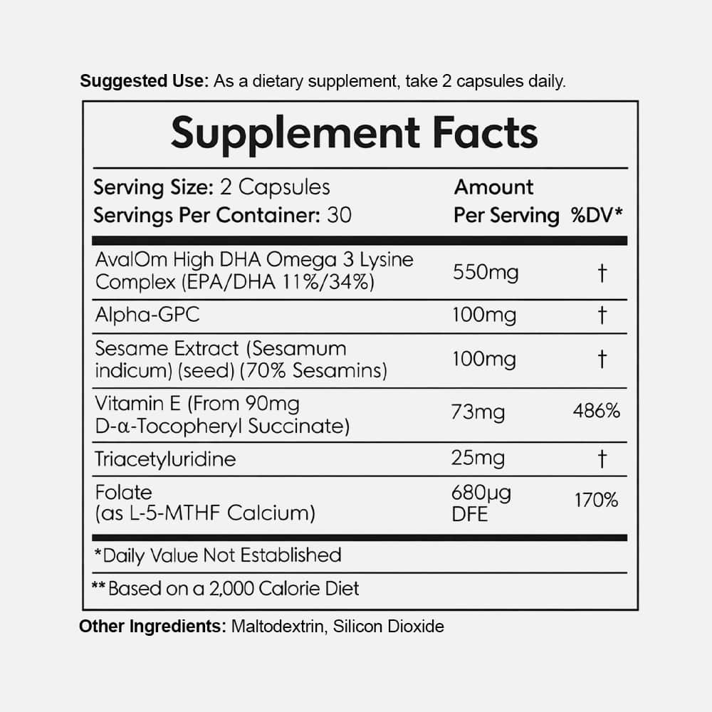 OmegaTAU Enhanced Uridine + DHA - 60 Capsules