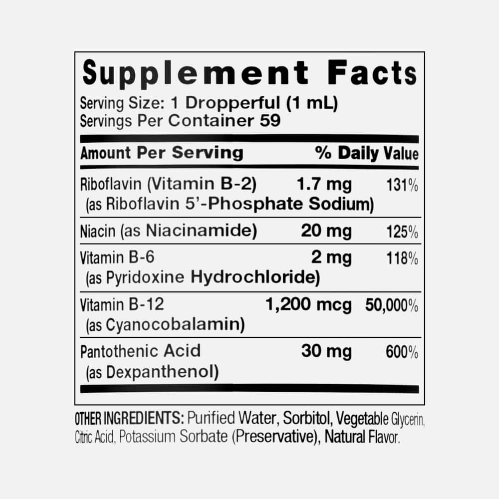 Sublingual Vitamin B Complex with B12 1200mcg - 2 fl oz Liquid