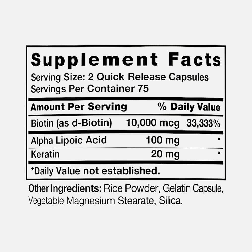 Biotin 10000mcg with Keratin - 150 Capsules