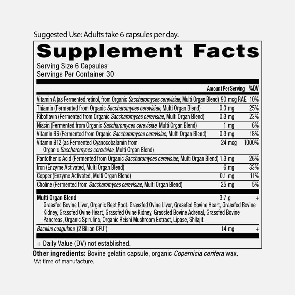 Grass-Fed Organ Complex 6-Organ Blend - 180 Capsules