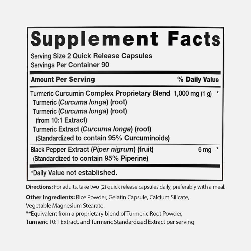 Turmeric Curcumin 1000mg with Black Pepper - 180 Capsules