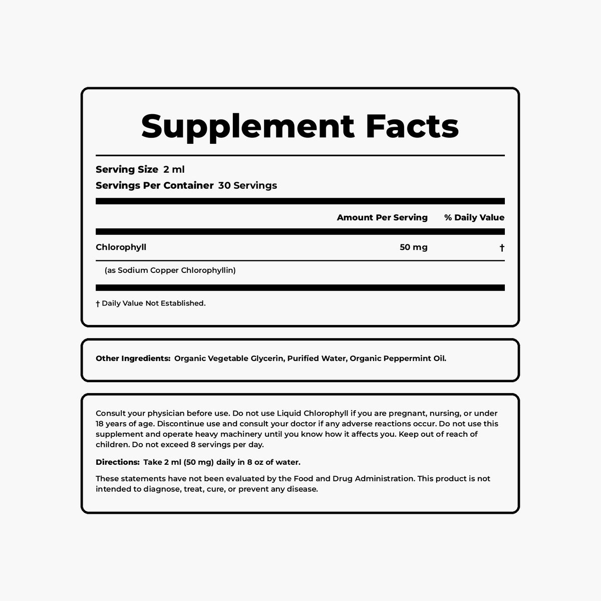 Double Wood Supplements - Chlorophyll Liquid Drops (Peppermint) - 2 Fl Oz