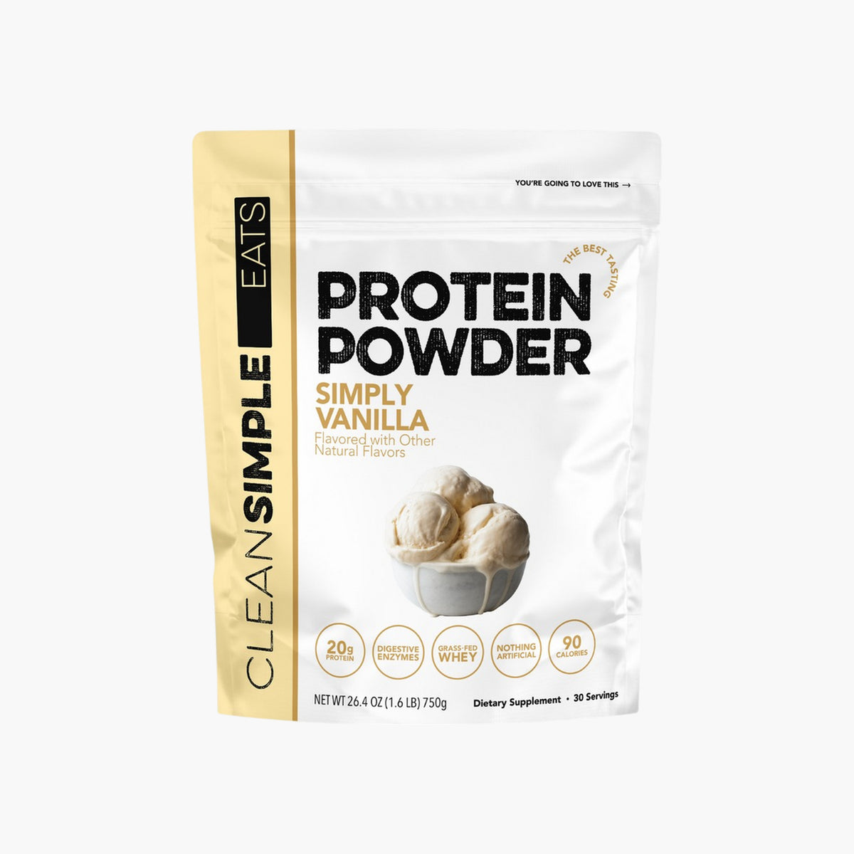 Clean Simple Eats - Grass-Fed Whey Protein - Simply Vanilla - 30 Servings