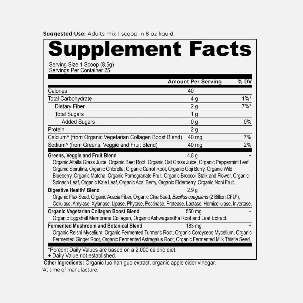 Organic SuperGreens with Collagen - 25 Servings Powder