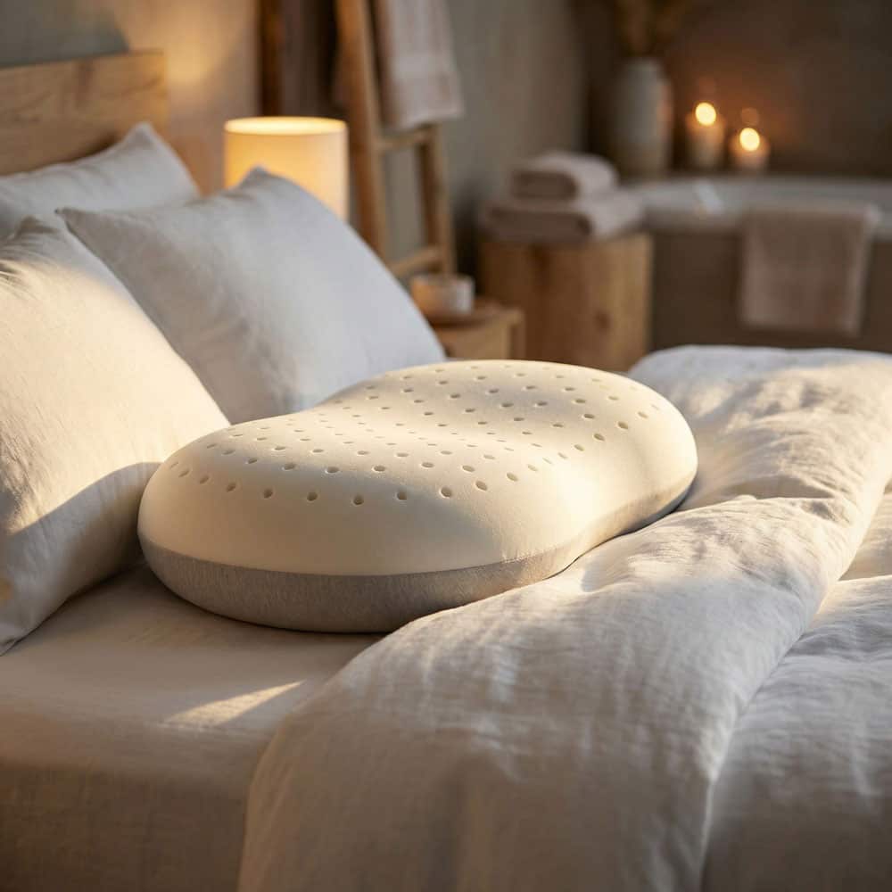 Memory Foam Cooling Bed Pillow - Ergonomic Flat Design