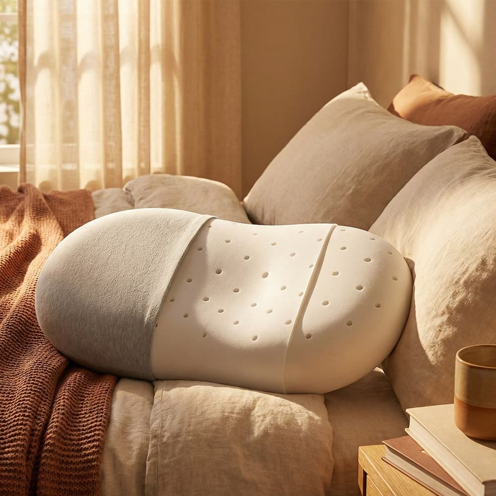 Memory Foam Cooling Bed Pillow - Ergonomic Flat Design