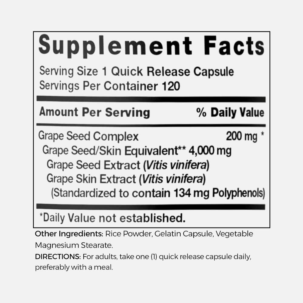 Grape Seed Extract 4000mg - 120 Capsules