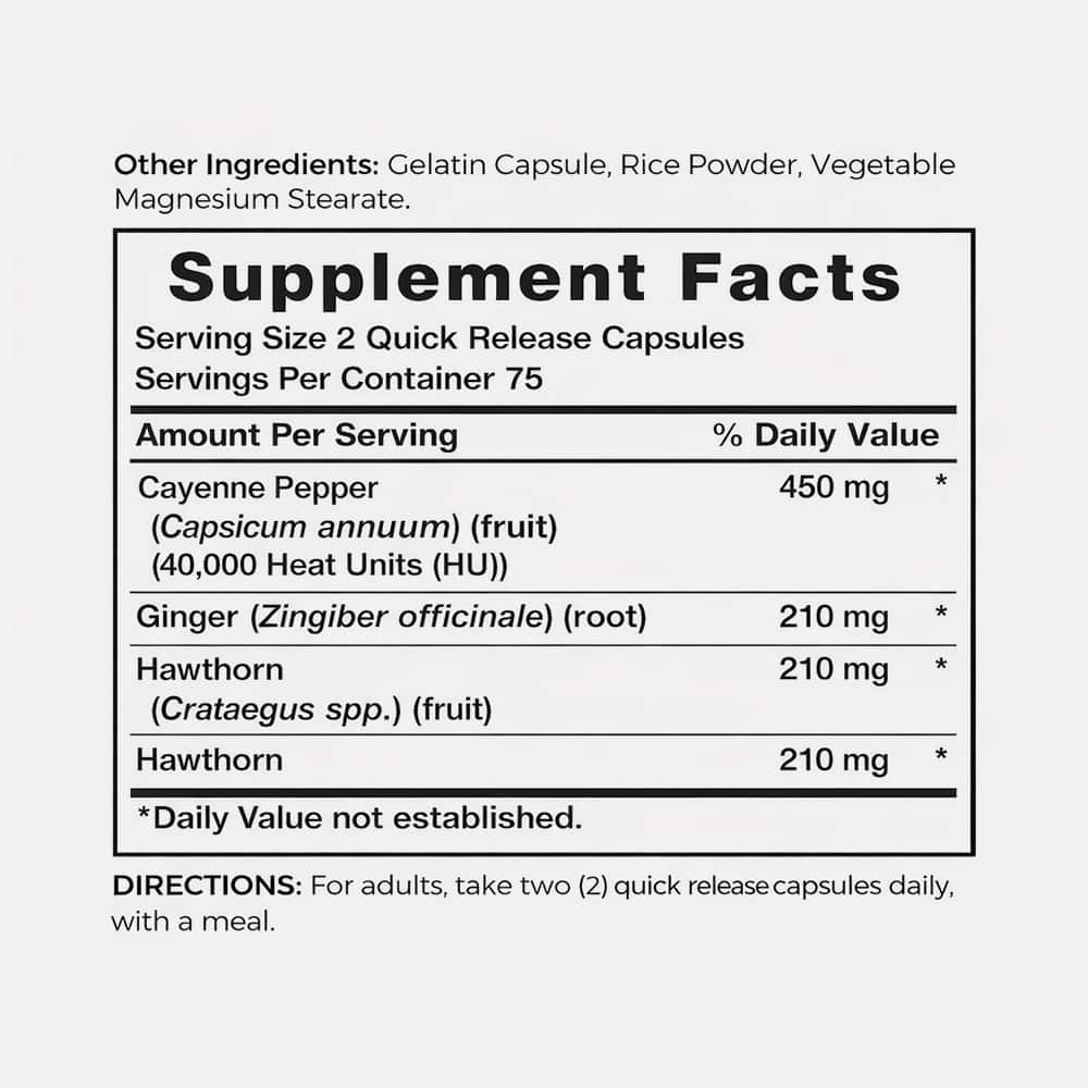 Cayenne Pepper 450mg (40,000 HU) - 150 Capsules