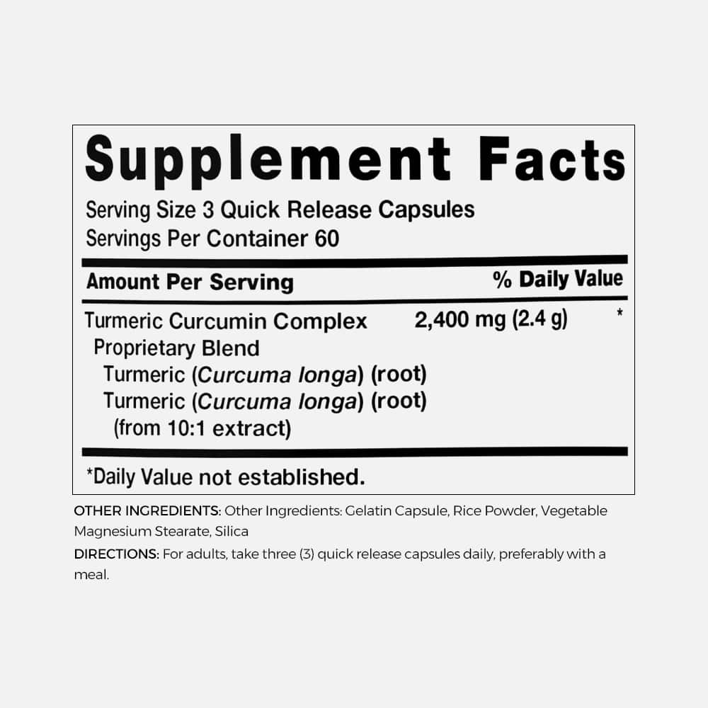 Turmeric Curcumin 2400mg - 180 Capsules