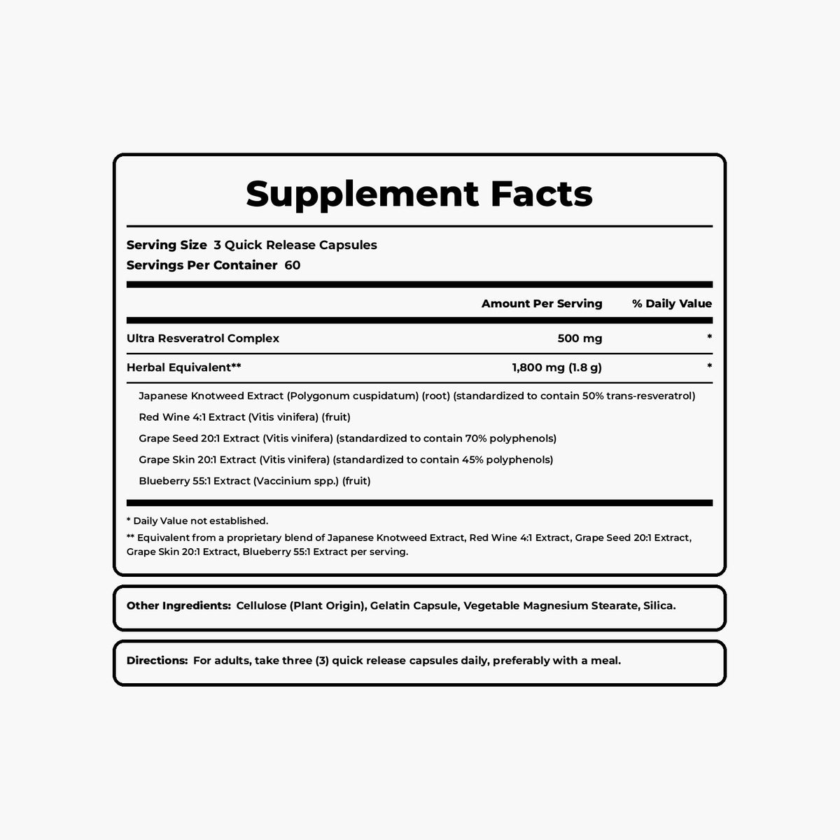 Resveratrol Complex 1800mg - 180 Capsules