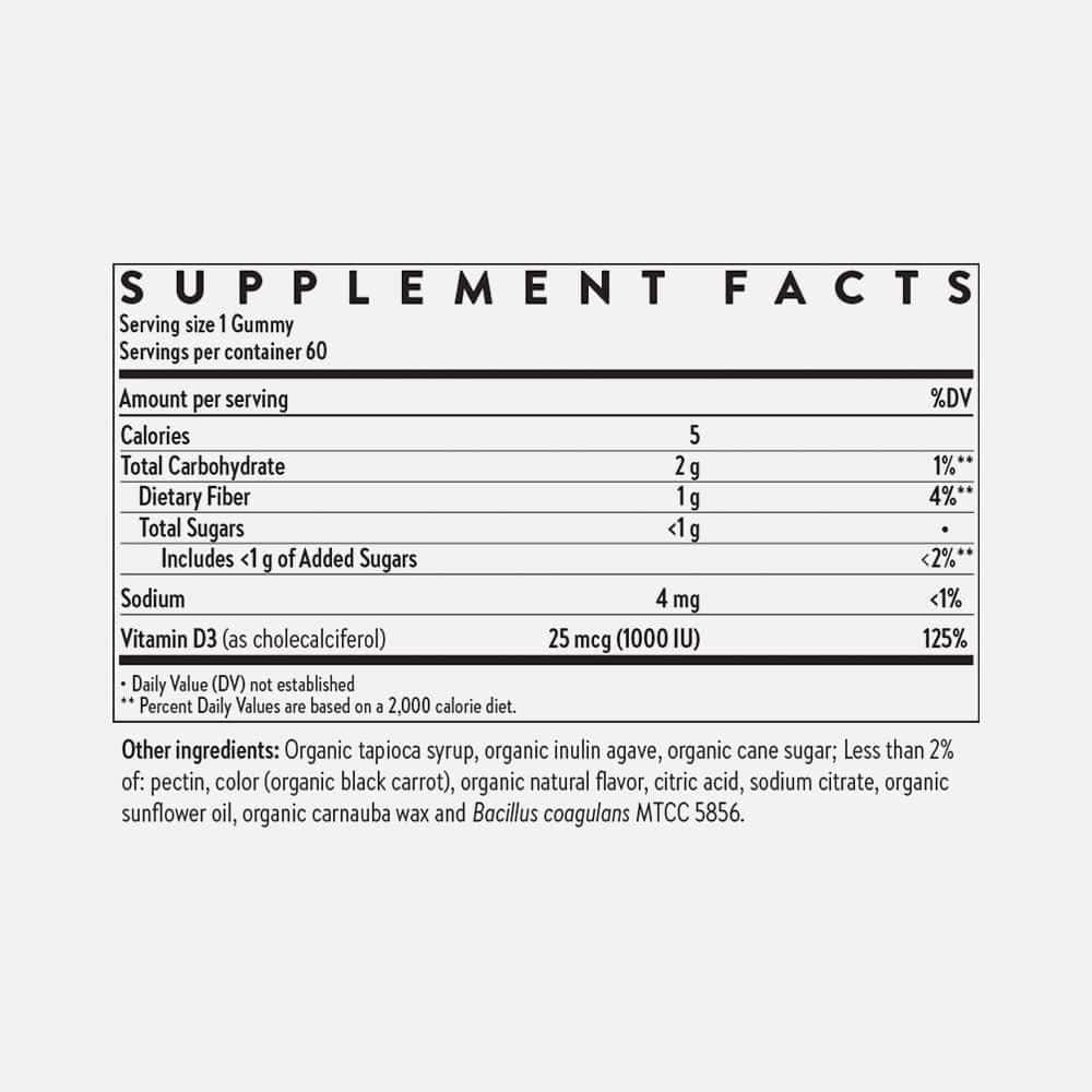Organic Vitamin D3 1000 IU - 60 Gummies (Mixed Berry)