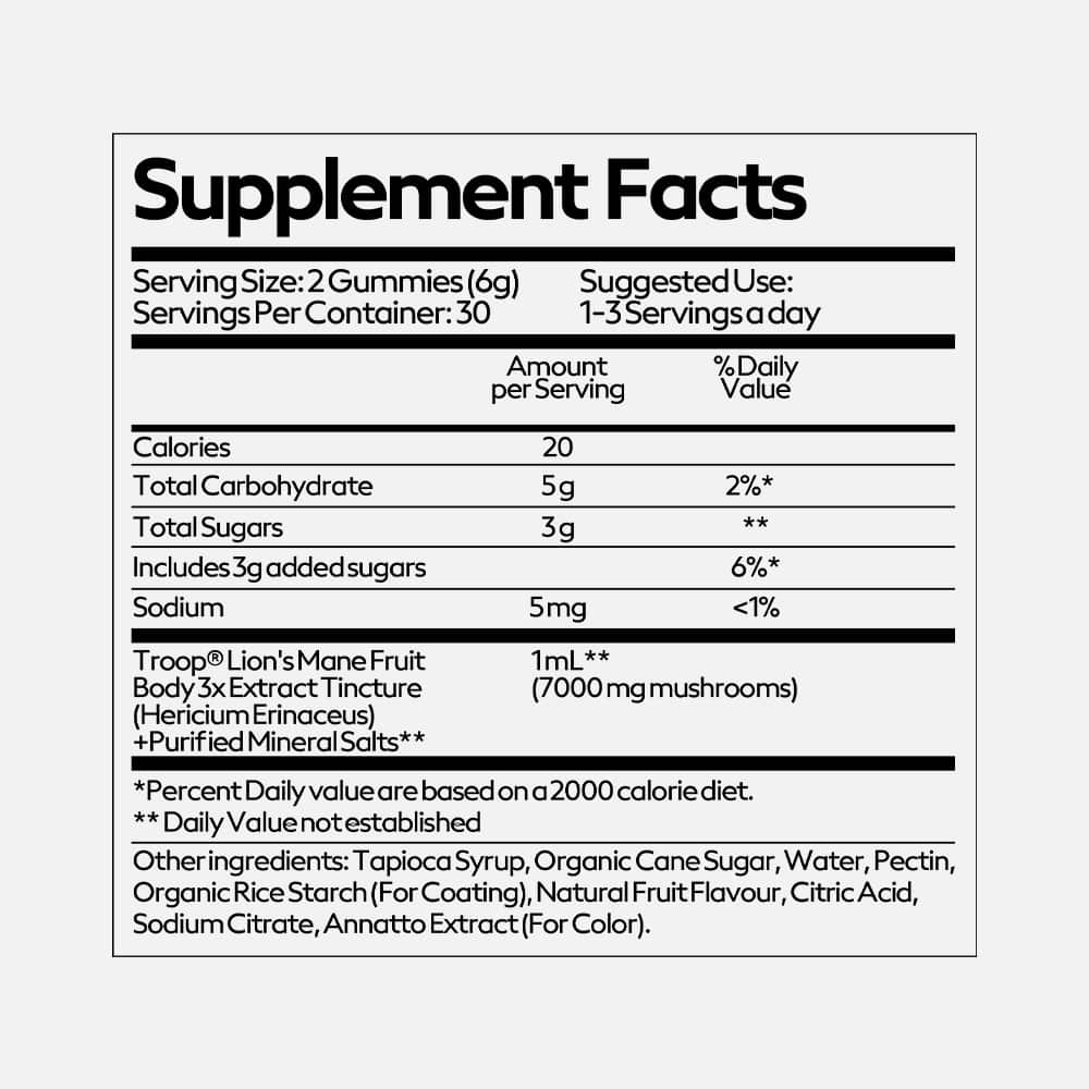Lion's Mane Mushroom 7000mg - 60 Vegan Gummies