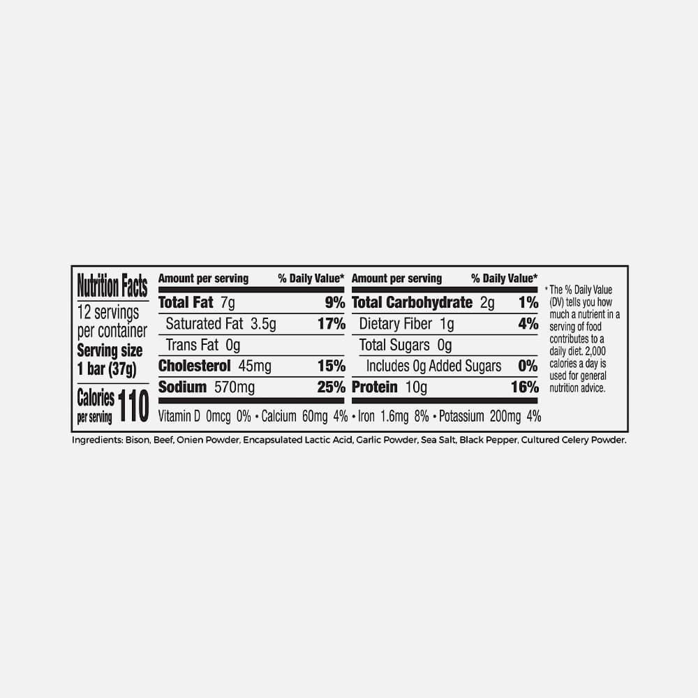 Bison Beef Protein Bars 10g - 12 Bars (Sea Salt & Pepper)