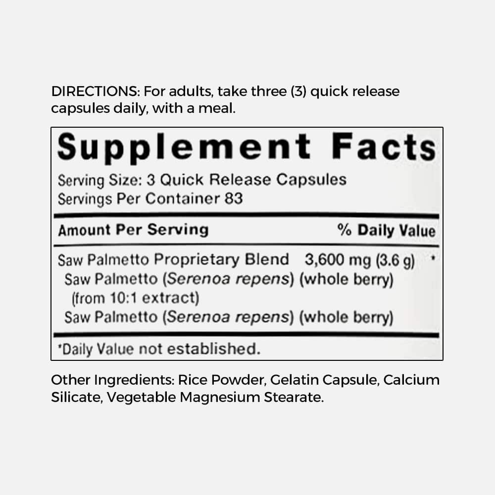 Saw Palmetto 3600mg - 250 Capsules