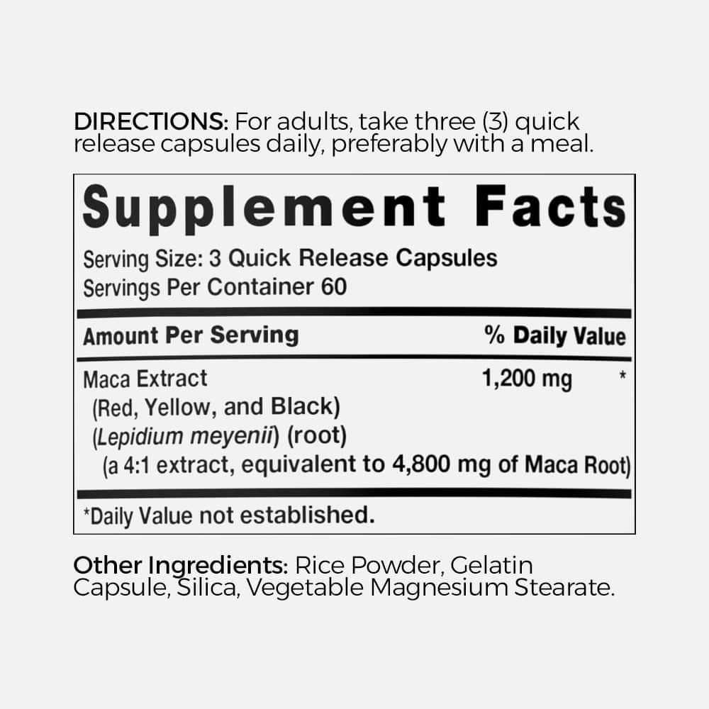 Maca Root Extract 4800mg - 180 Capsules