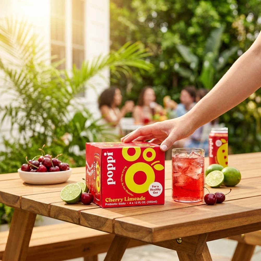 Poppi Cherry Limeade Prebiotic Soda - 4 x 12 fl oz Cans