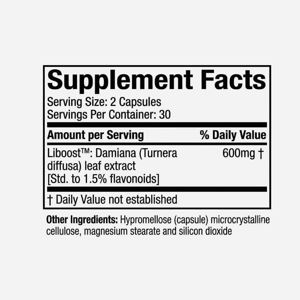 Liboost for Women, Damiana Leaf Extract 600mg - 30 Capsules
